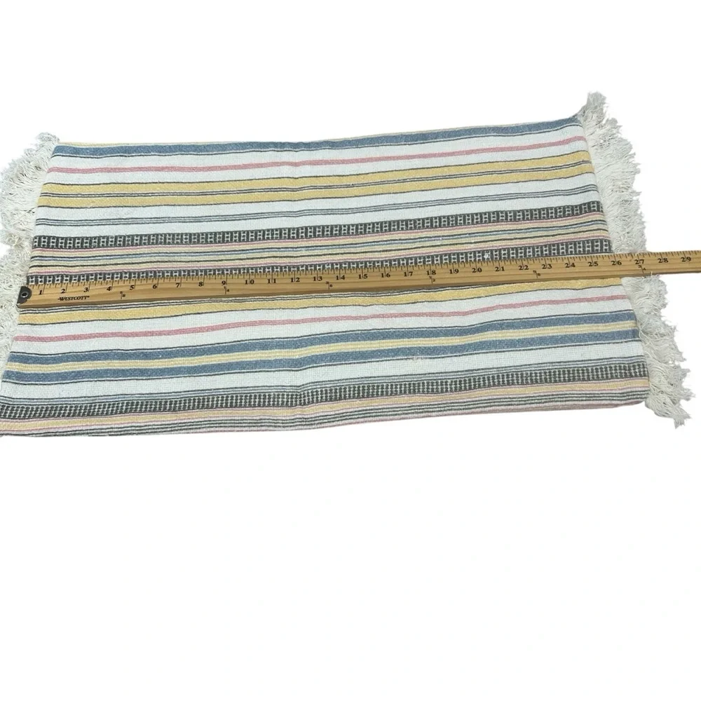Pottery Barn Cassidy Striped Lumbar Pillow Covers Set/2 16x26 Cotton Linen woven